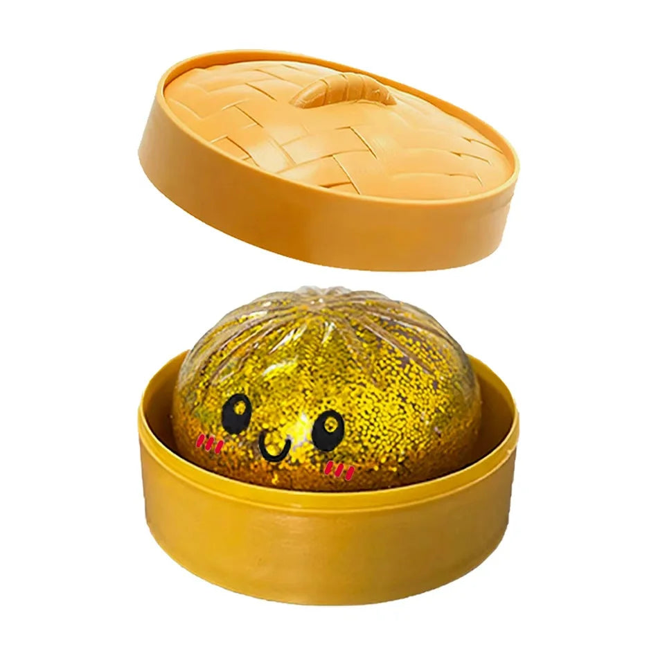 New 1-12Pcs Glitter Dumpling Glitter Dumpling Squishy with Box Dumplings Sensory Squeeze Toy for Stress Relief