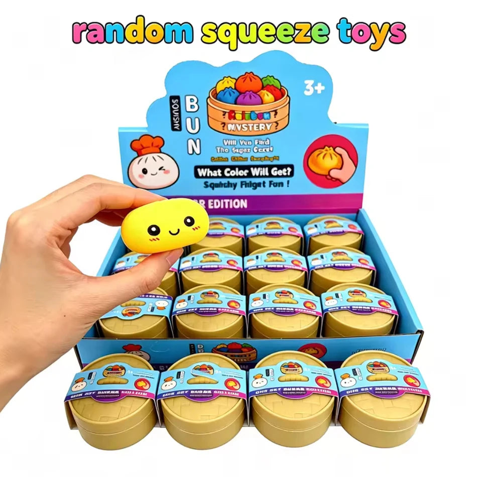 2026 Random 1-6Pcs Blind Box Colorful Simulated Steamed Bun Squishy with Box Dumplings Sensory Squeeze Toy for Stress Relief
