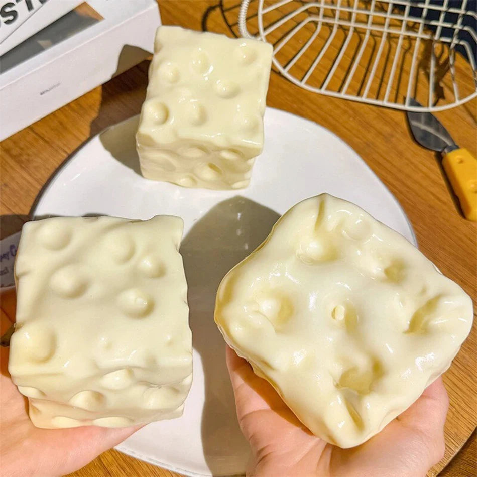 5/6/7CM Jumbo Cheese Cube Stress Ball Shapeable Squeeze Decor Non-Bounce or Bounce ASMR Sensory Anti-Stress Relief Squishy Toy