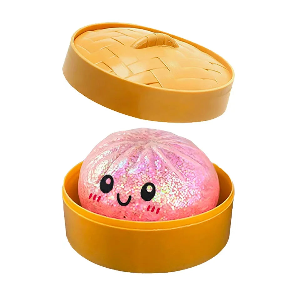 New 1-12Pcs Glitter Dumpling Glitter Dumpling Squishy with Box Dumplings Sensory Squeeze Toy for Stress Relief