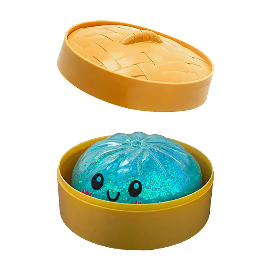 New 1-12Pcs Glitter Dumpling Glitter Dumpling Squishy with Box Dumplings Sensory Squeeze Toy for Stress Relief