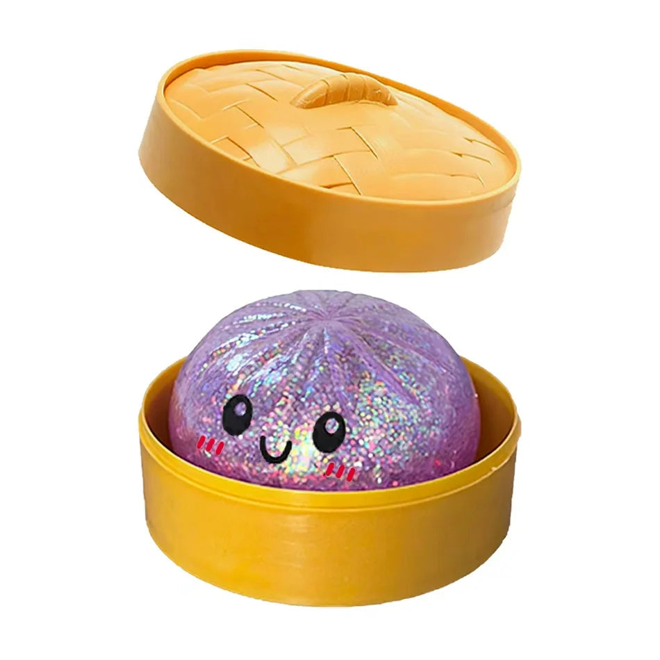 New 1-12Pcs Glitter Dumpling Glitter Dumpling Squishy with Box Dumplings Sensory Squeeze Toy for Stress Relief