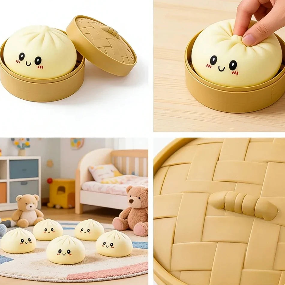 2026 Random 1-6Pcs Blind Box Colorful Simulated Steamed Bun Squishy with Box Dumplings Sensory Squeeze Toy for Stress Relief