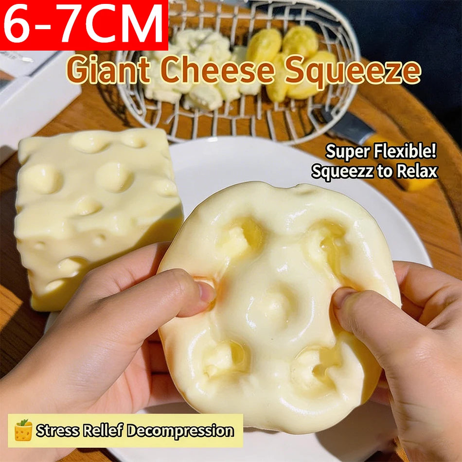 5/6/7CM Jumbo Cheese Cube Stress Ball Shapeable Squeeze Decor Non-Bounce or Bounce ASMR Sensory Anti-Stress Relief Squishy Toy